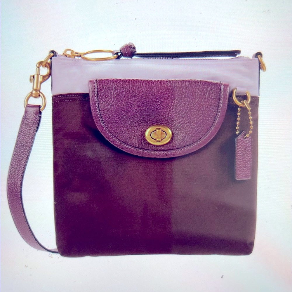 🌺 NWT COACH NYLON CARGO CROSSBODY LILAC MULTI / PURPLE TURNLOCK  POCKET